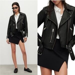 All Saints Jacket Balfern Biker Moto in Black Leather